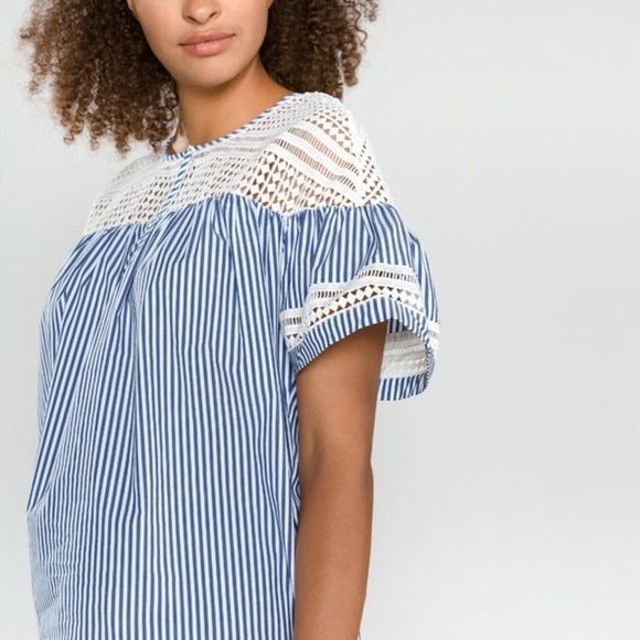 SCOTCH&SODA| Crochet Stripe Bell Sleeve Top - Picture 3 of 11